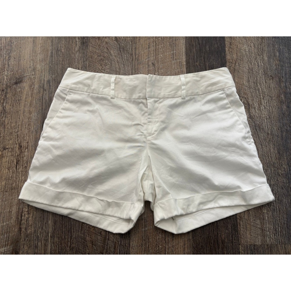 INC International Concepts White Cuffed Chino Shorts Womens Size 10 Cotton Blend